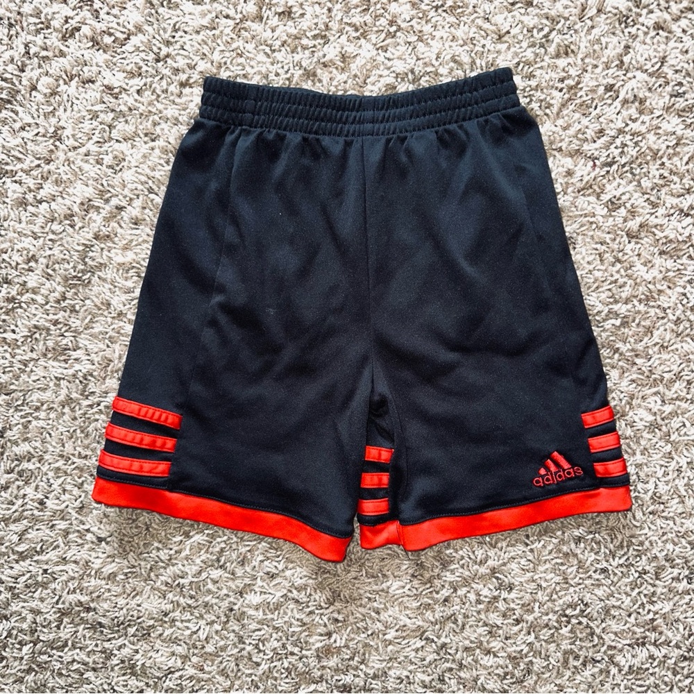 Adidas Kids 4T Black Shorts with Red Stripes Athletic Sports Short